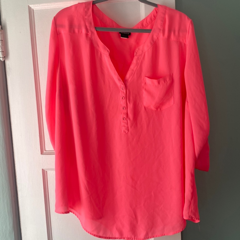 Hot Pink Torrid 3/4 sleeve Blouse